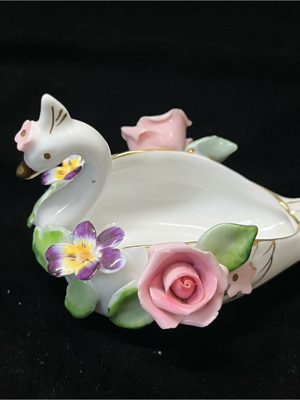 Vintage Lefton China Swan Trinket Dishes - Full Set, Hand-Painted (1950s) - Picture 7 of 15